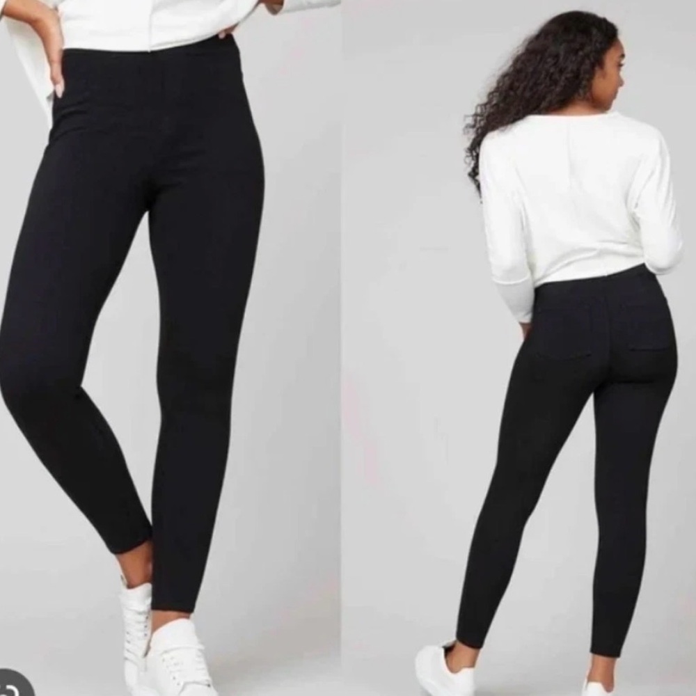 Spanx Skinny Jeggings Size Small Black Pull-on Stretch Ankle Jeans Slimming